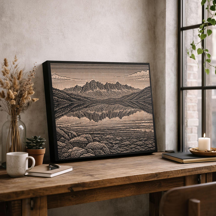 Sierra Nevada Mountains Engraved Birch Art Panel