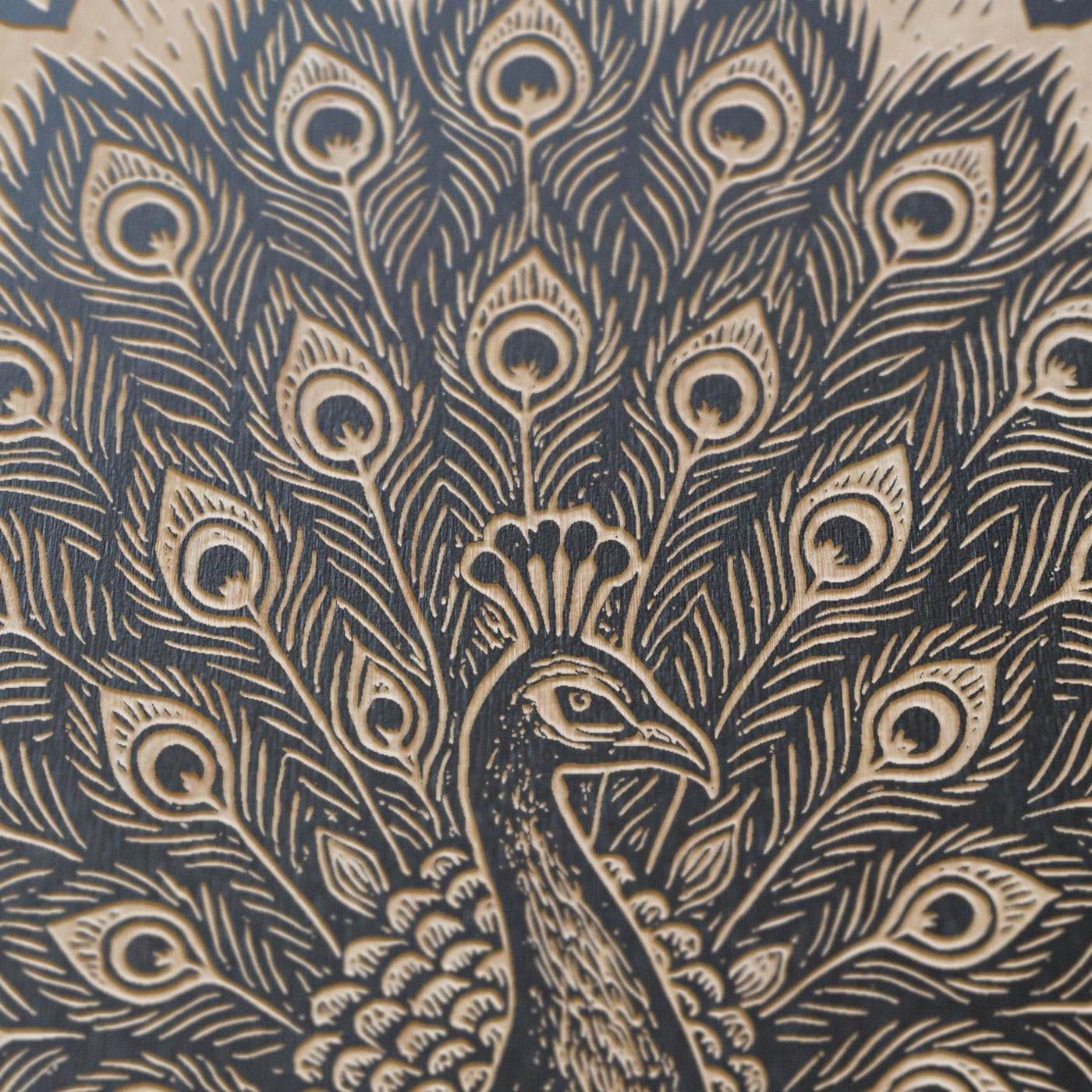 Peacock Engraved Birch Illustration