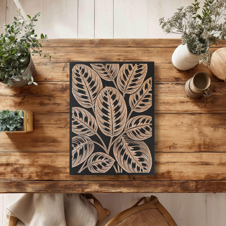 Prayer Plant Leaf Engraved Birch Art Panel