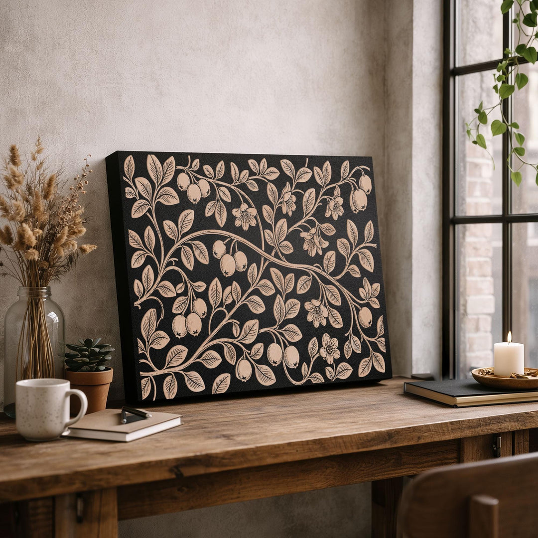 Cranberry Vine Engraved Birch Art Panel