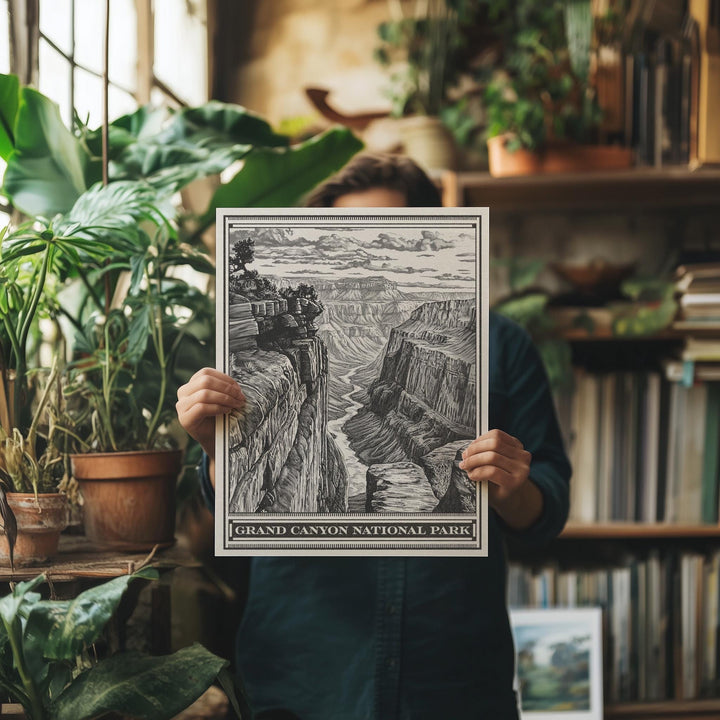 Grand Canyon Tuweep Northern Rim National Park Lithograph - Vintage Arizona poster design, archival matte fine art print. Outdoorsy Gift.
