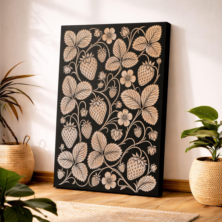 Strawberries Engraved Birch Art Panel