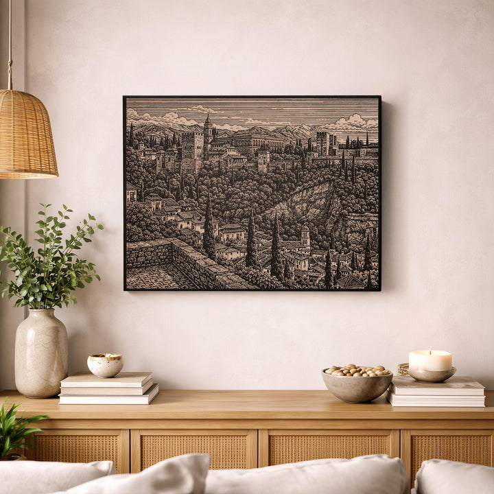 Granada Spain Engraved Birch Art Panel