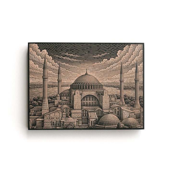 Blue Mosque Engraved Birch Art Panel