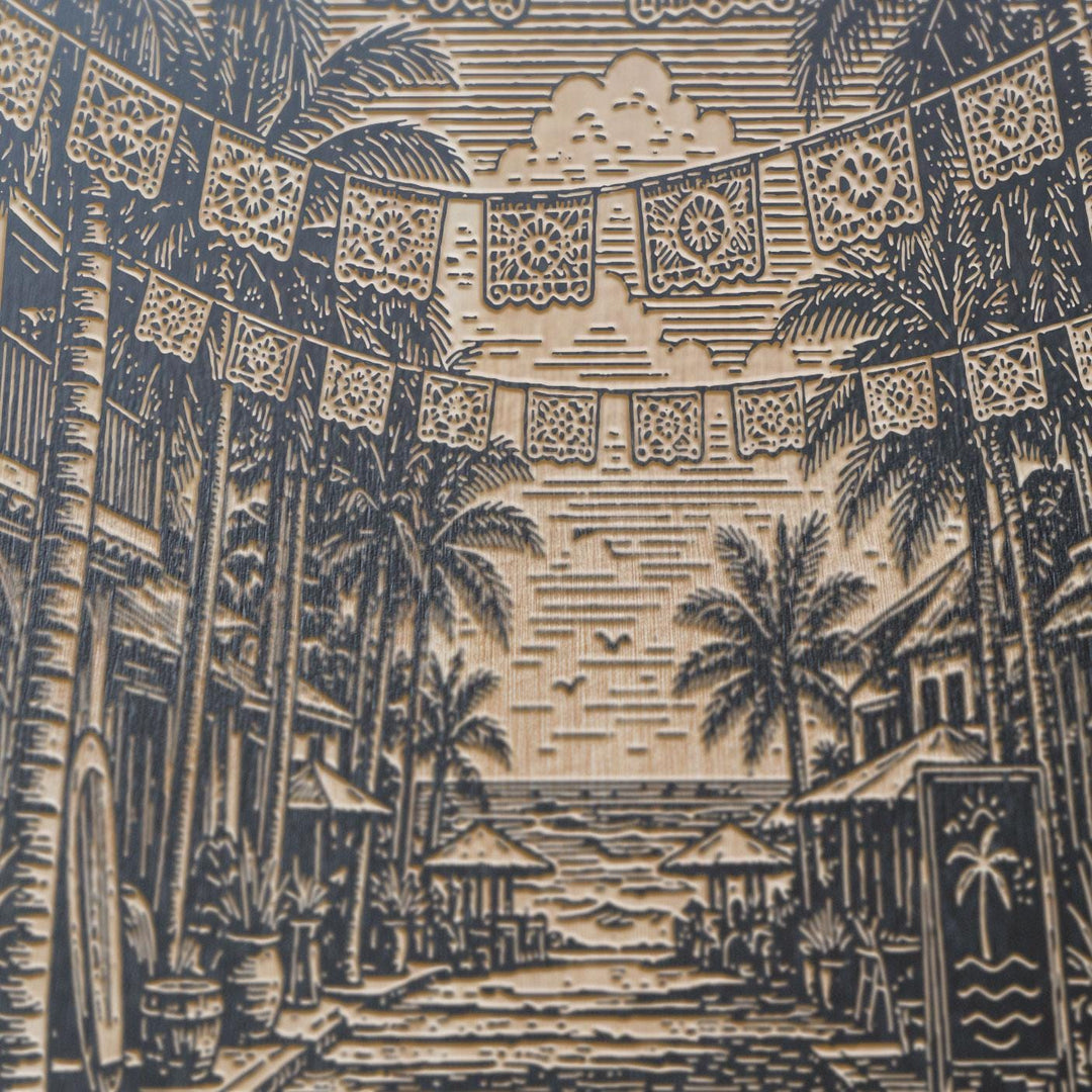 San Pancho Mexico Engraved Birch Art Panel