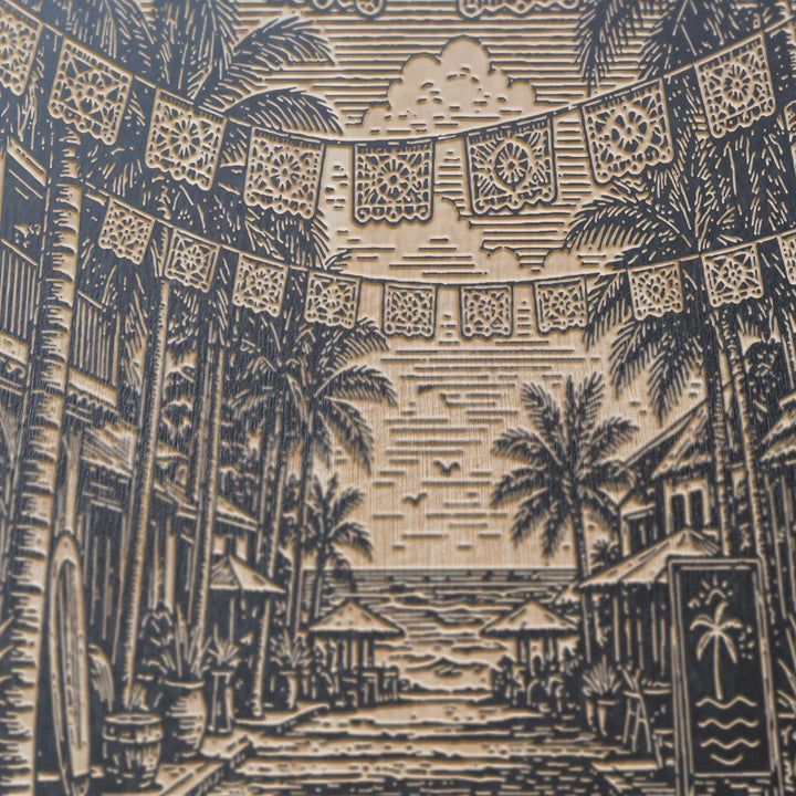 San Pancho Mexico Engraved Birch Art Panel
