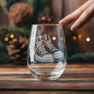 Vintage Sneaker Glasses | Sneakerhead Themed Whiskey, Wine & Beer Glassware, Retro Pop Culture Drinkware, Streetwear Gift, Skateboarder Gift