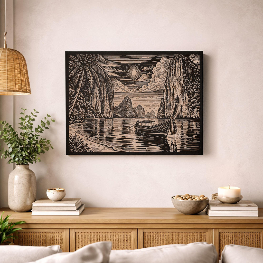 Thailand Engraved Birch Art Panel