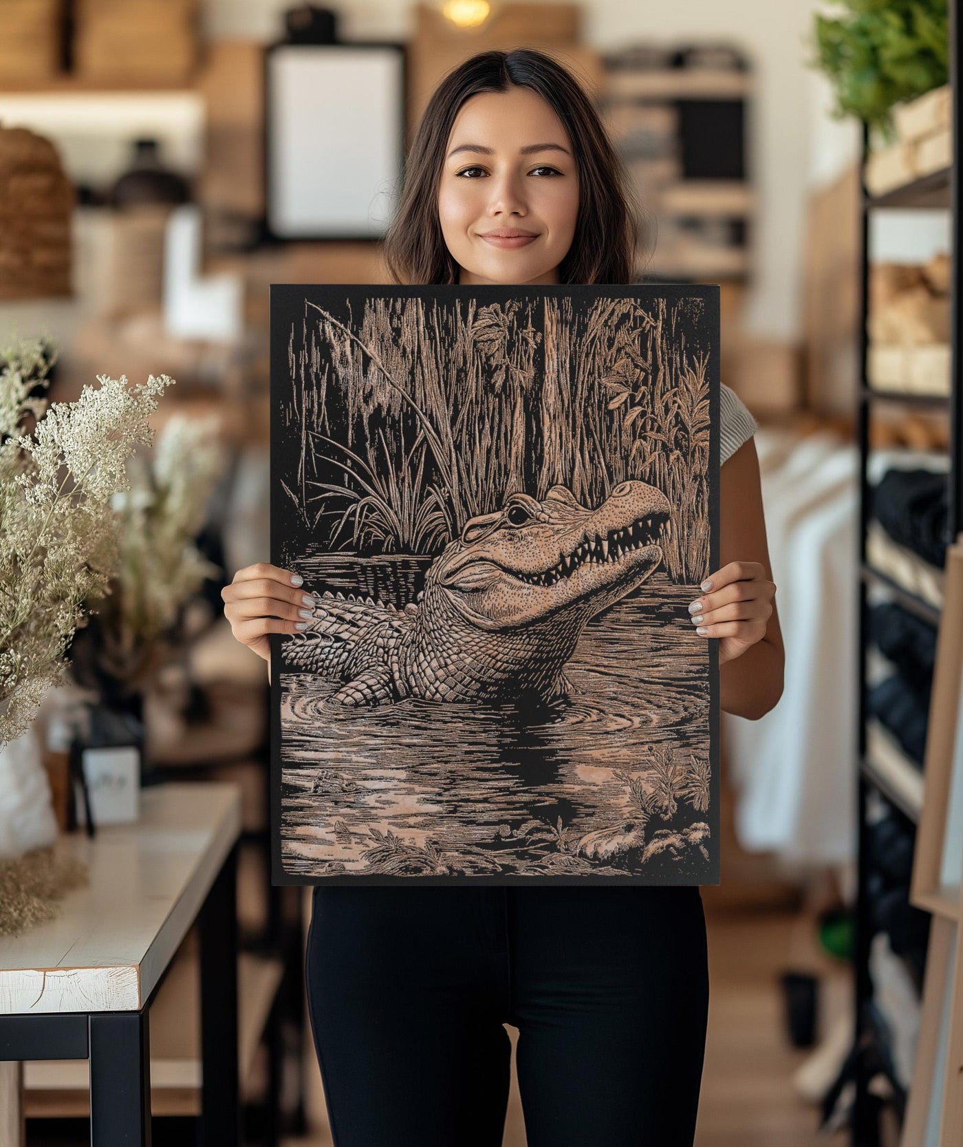 Alligator in Swamp Art