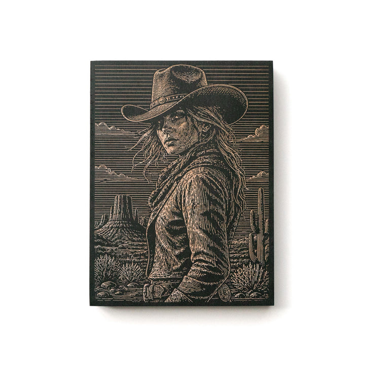 Cowgirl Engraved Illustration