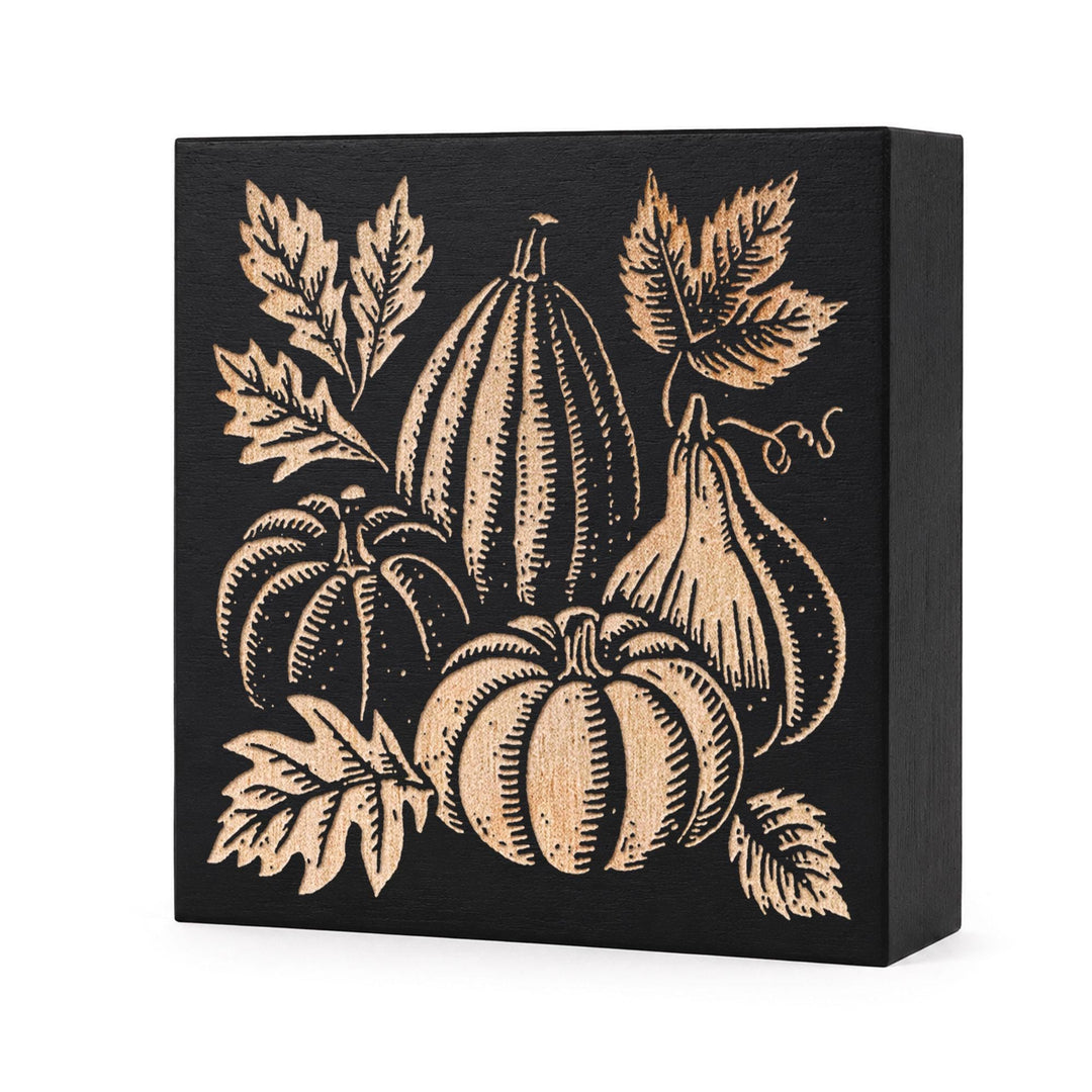 Autumn Gourds Engraved Birch Wood Panel