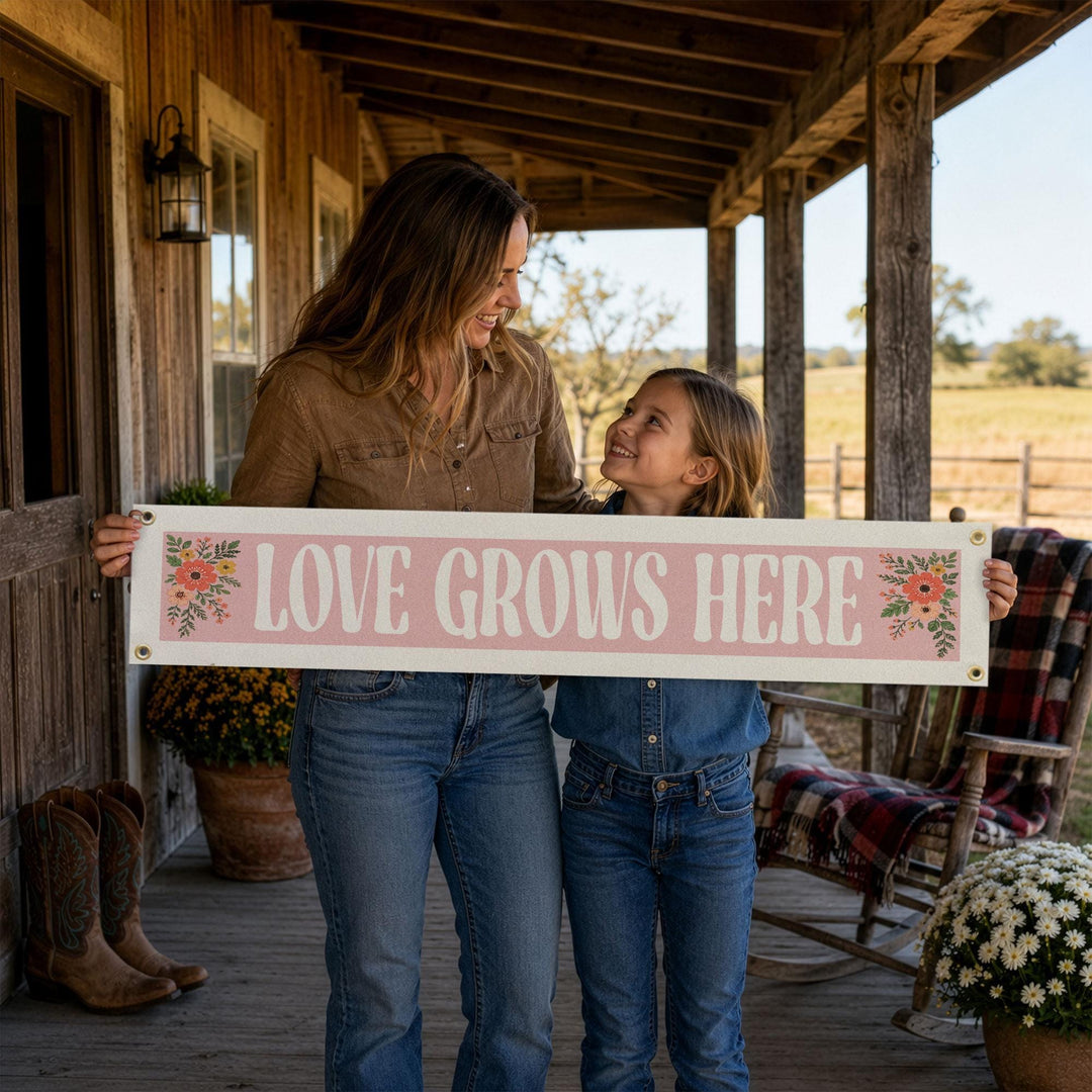 Love Grows Here Felt Banner
