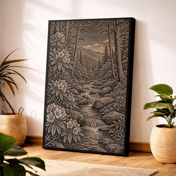 Mountain Laurel by Creek Engraved Birch Art Panel