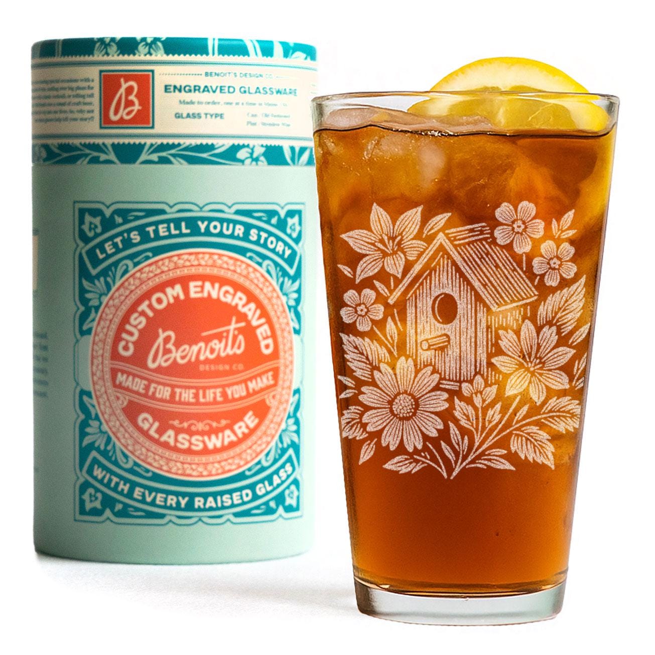 Bird House Among Flowers Glasses