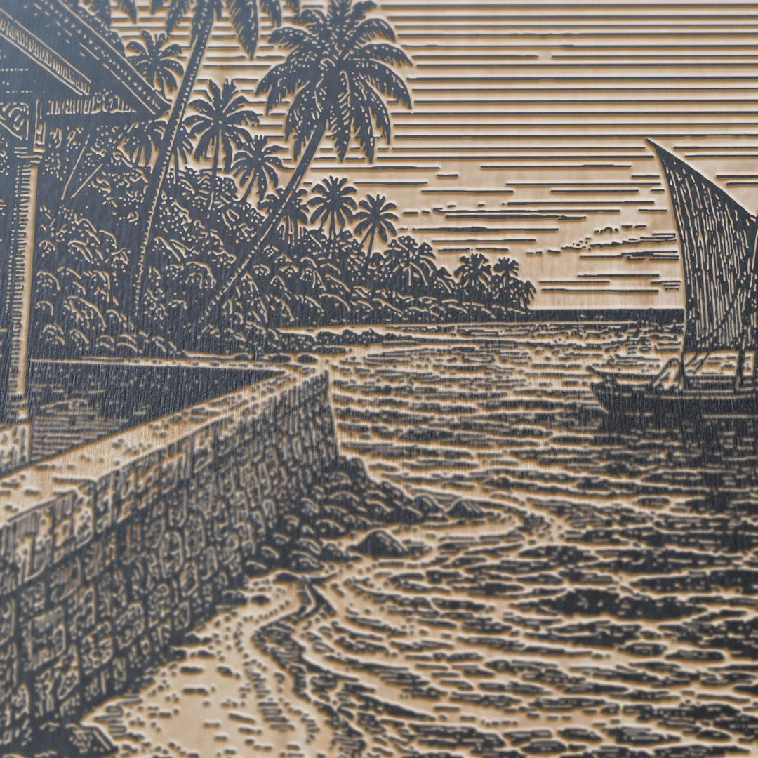 Zanzibar Coastal Engraved Birch Art Panel