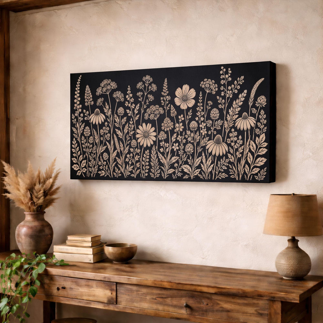 Wildflowers Engraved Birch Art Panel