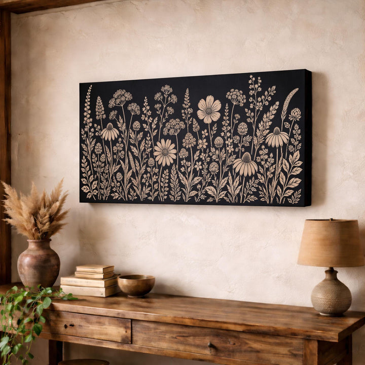 Wildflowers Engraved Birch Art Panel