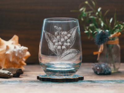 Lily of the Valley Flower Glasses | May Birth Flower Gift, Floral Themed Personalized Whiskey, Wine & Beer Glassware, Garden Gift Drinkware