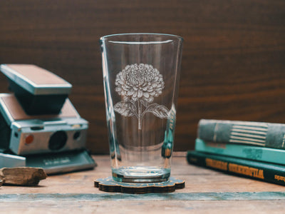 Chrysanthemum Flower Glasses | Floral Themed Whiskey, Wine & Beer Glassware, Gardner Drinkware, November Birth Month Gift, Botanical Gift