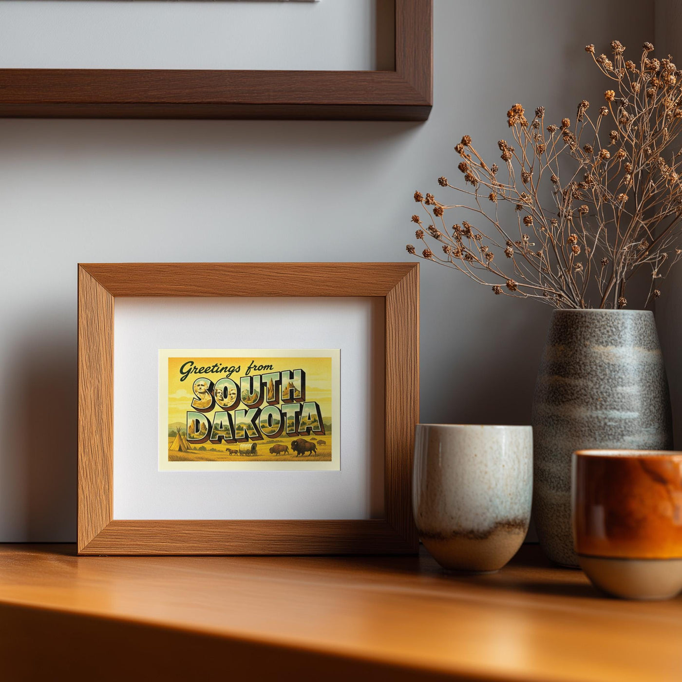 South Dakota Postcard Art Print