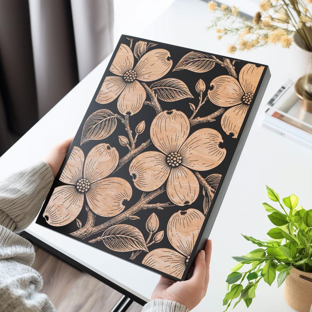 Dogwood Engraved Birch Art Panel