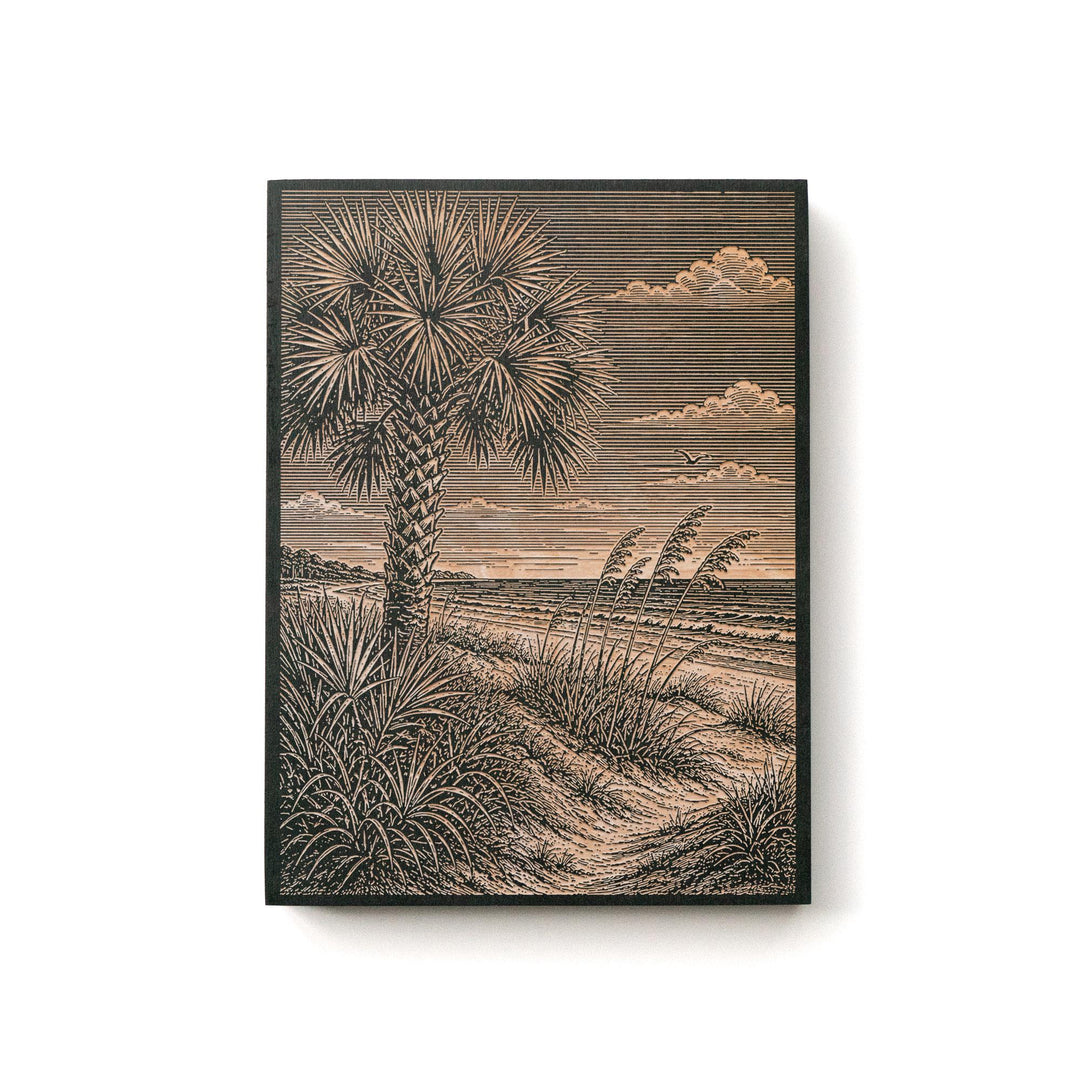 Palmetto and Dune Edge Engraved Birch Art Panel