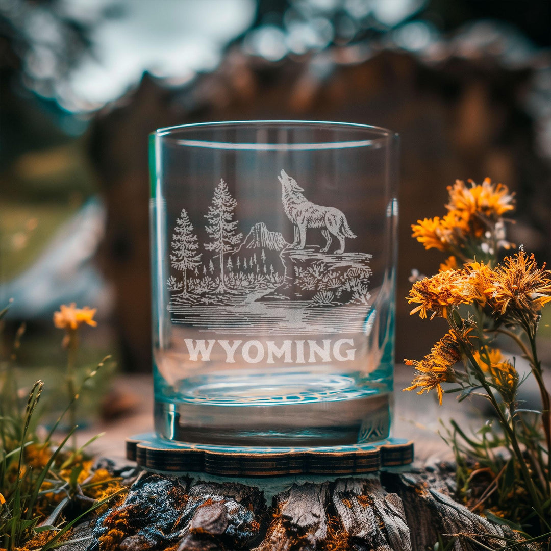 Wyoming State Wolf Glasses