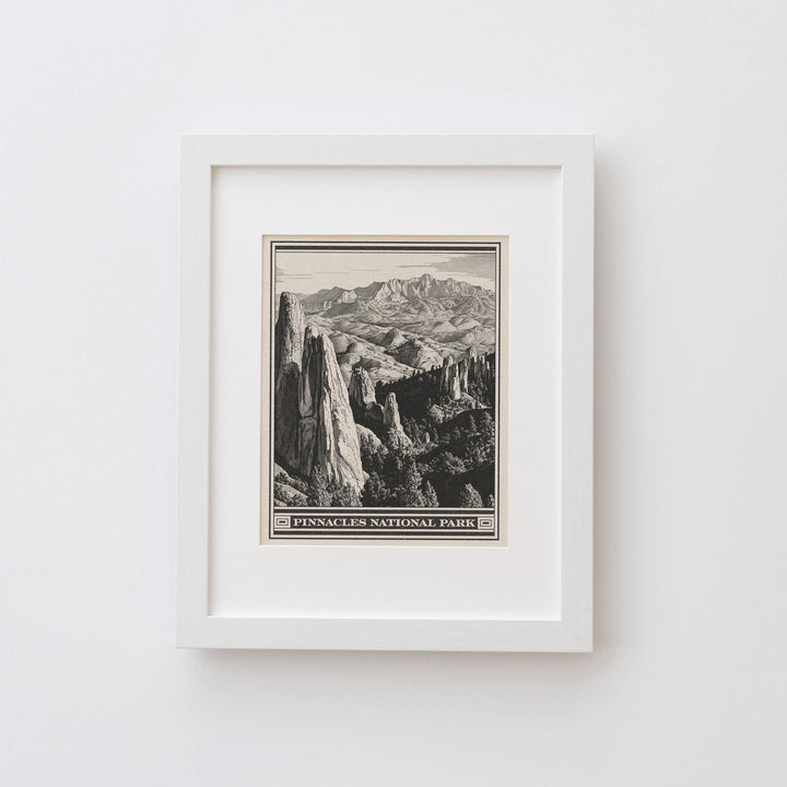 Pinnacles National Park Lithograph Style Print - Vintage California archival matte fine art print. Salinas Valley Pacific Coast Ranges Gift