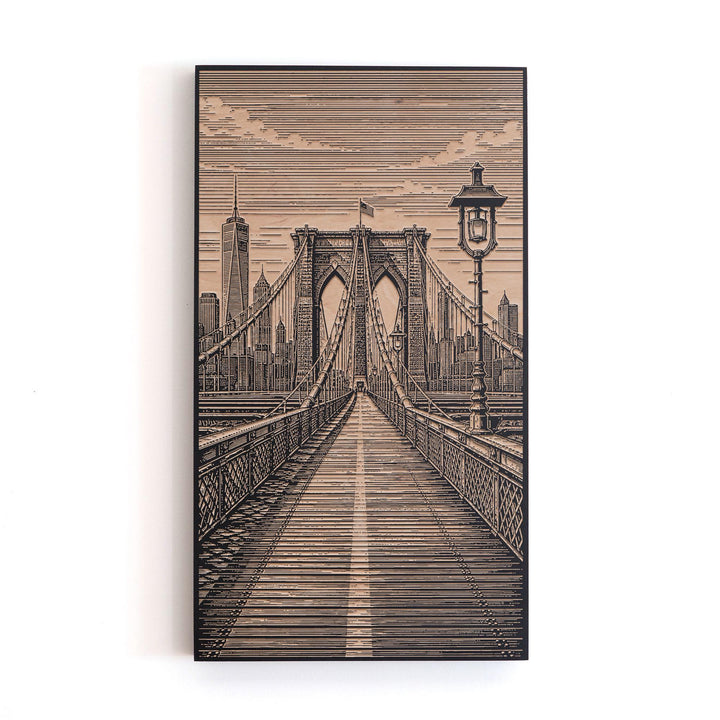 Brooklyn Bridge Walkway Engraved Birch Art Panel
