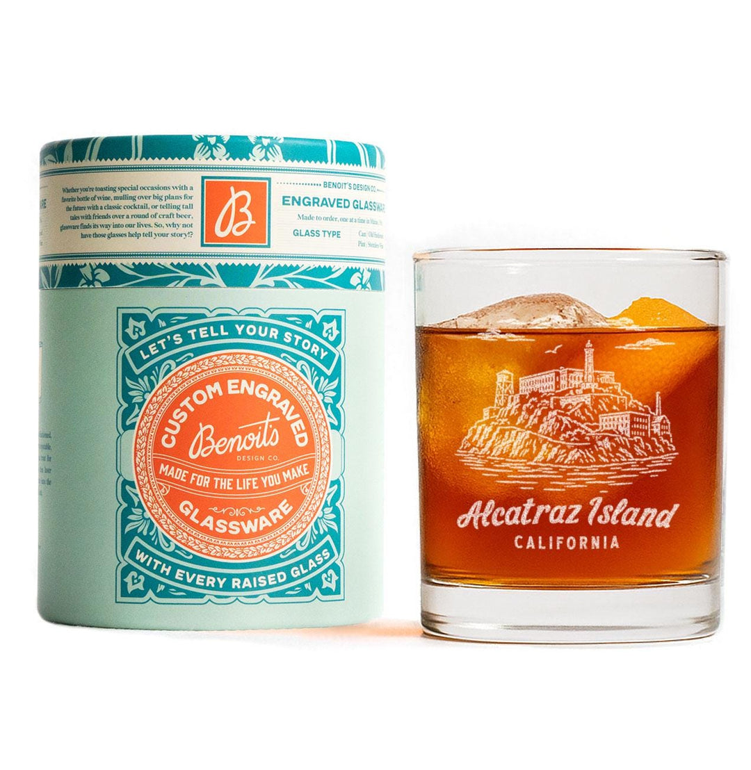 Alcatraz Island California Engraved Glass