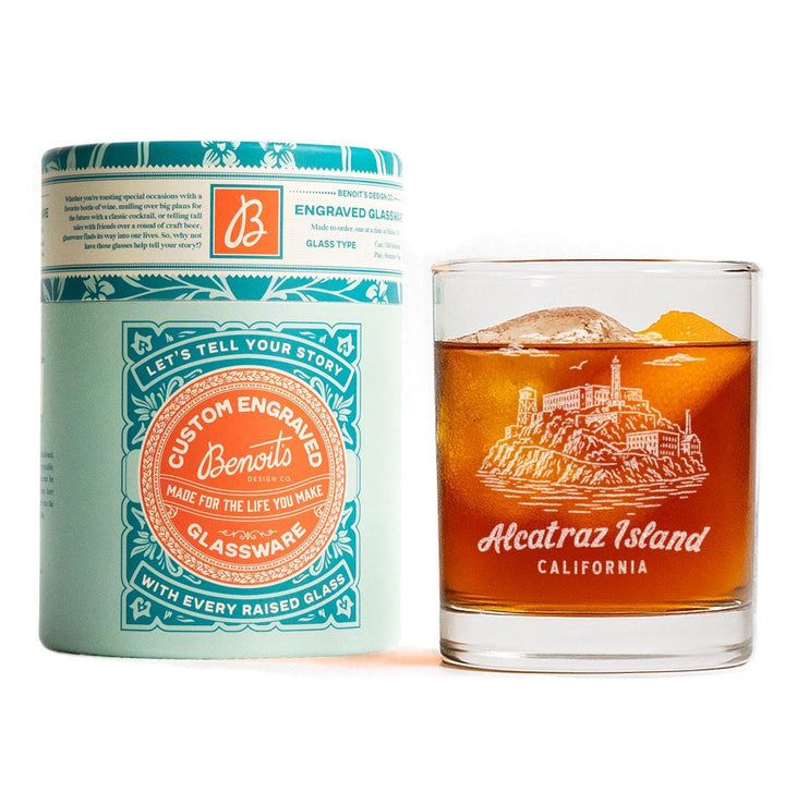 Alcatraz Island California Engraved Glass