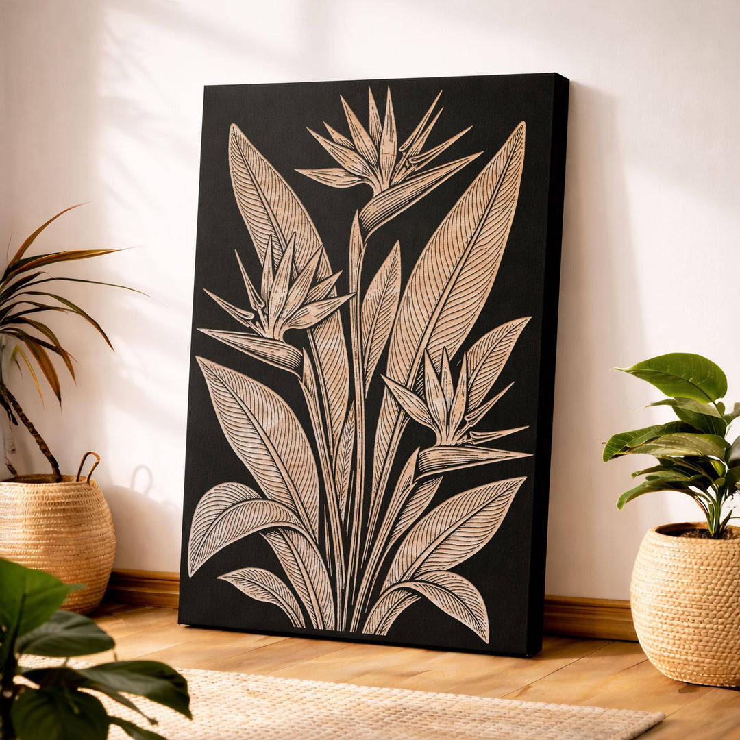 Birds of Paradise Engraved Birch Art Panel