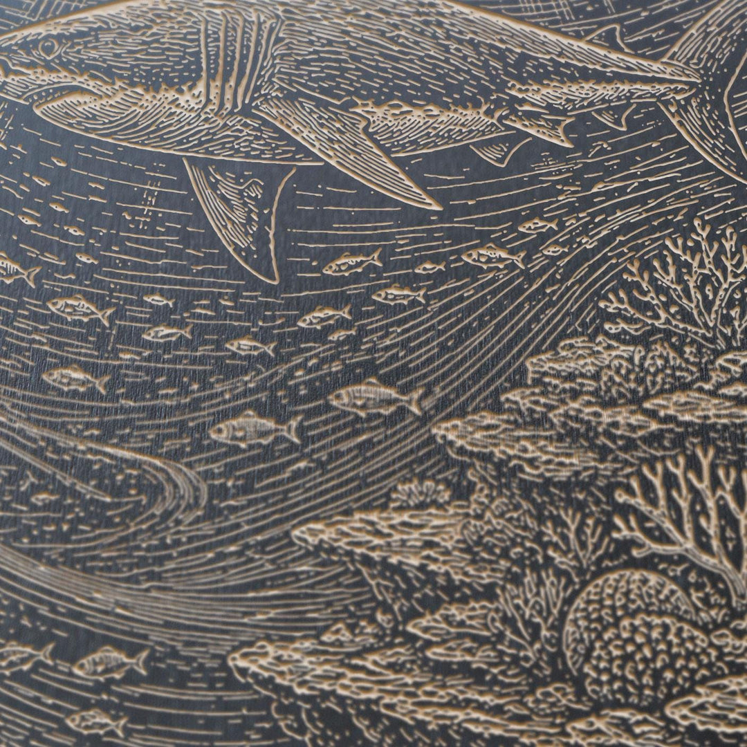 Shark Over Reef Engraved Birch Art Panel