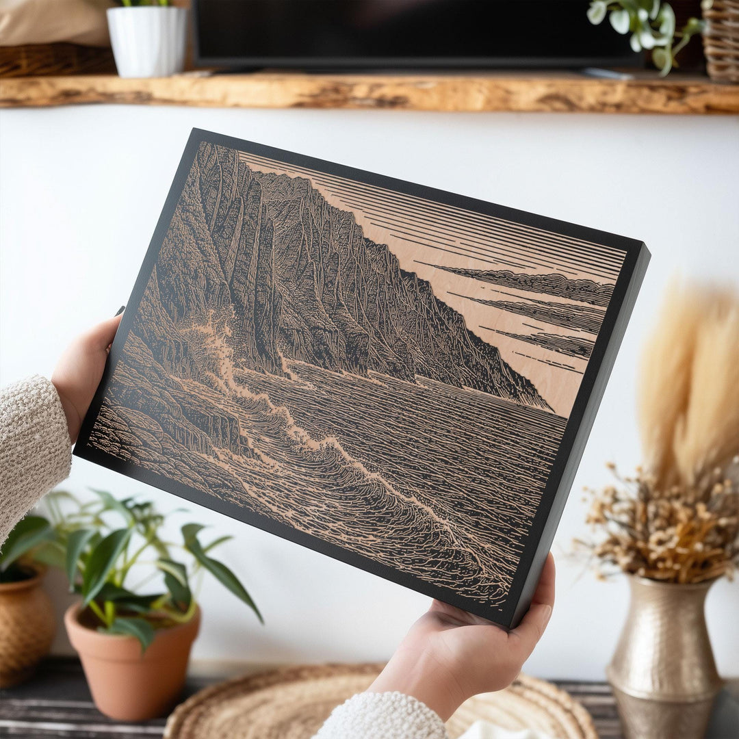 Na Pali Coast Hawaii Engraved Birch Art Panel