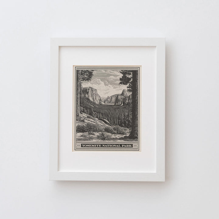 Yosemite National Park Yosemite Valley Lithograph Style Print - Vintage California poster design, archival matte fine art print. Nature gift