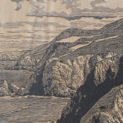 Rugged Big Sur Coast Engraved Illustration