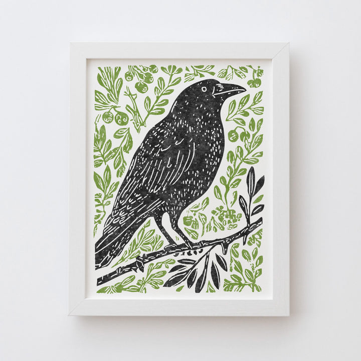 Crow Linocut Print
