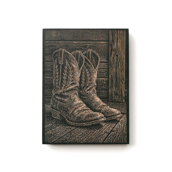 Cowboy Boots Engraved Illustration