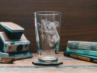 Koala Glasses | Australian Themed Personalized Whiskey, Wine & Beer Glassware, Animal Drinkware, Australia Home Decor, Cute Animal Gift