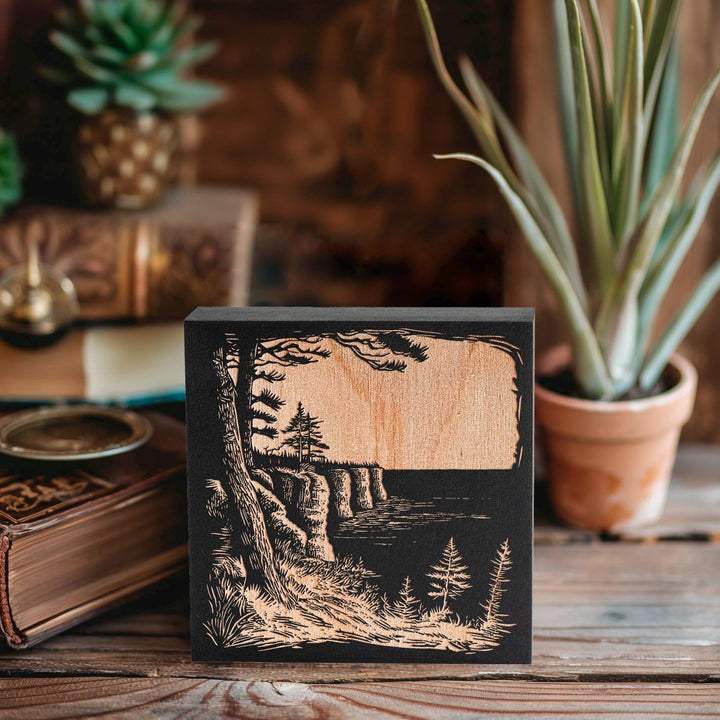 Michigan Pictured Rocks Engraved Illustration