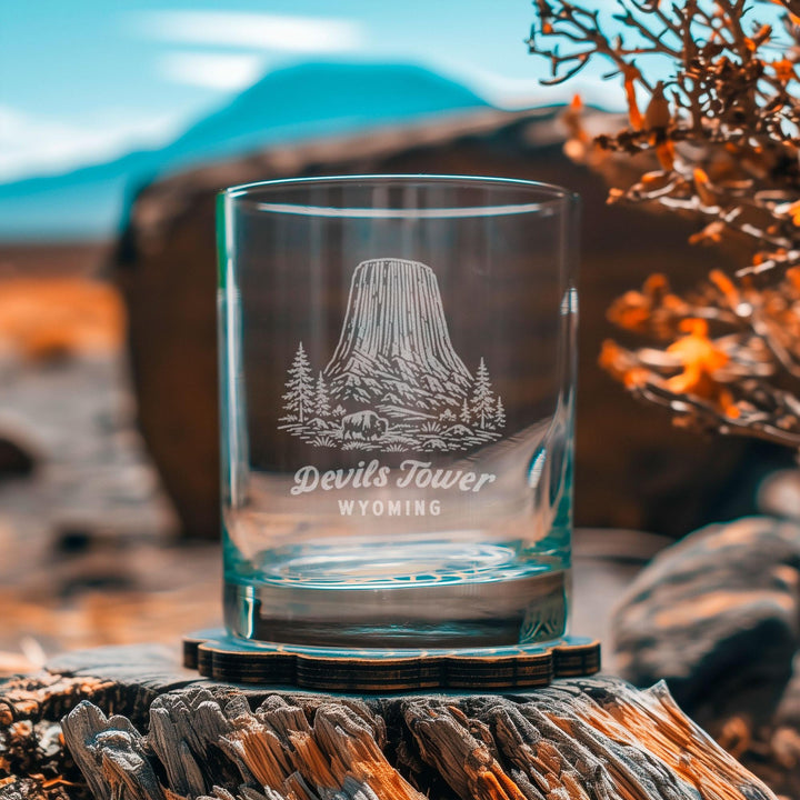 Devils Tower Wyoming Engraved Glass