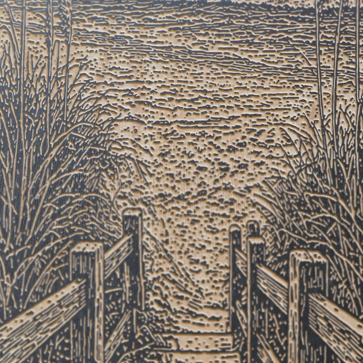 Beach Boardwalk Through the Dunes Engraved Illustration