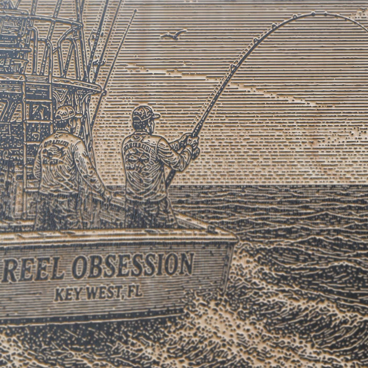 Marlin Sport Fishing Engraved Illustration