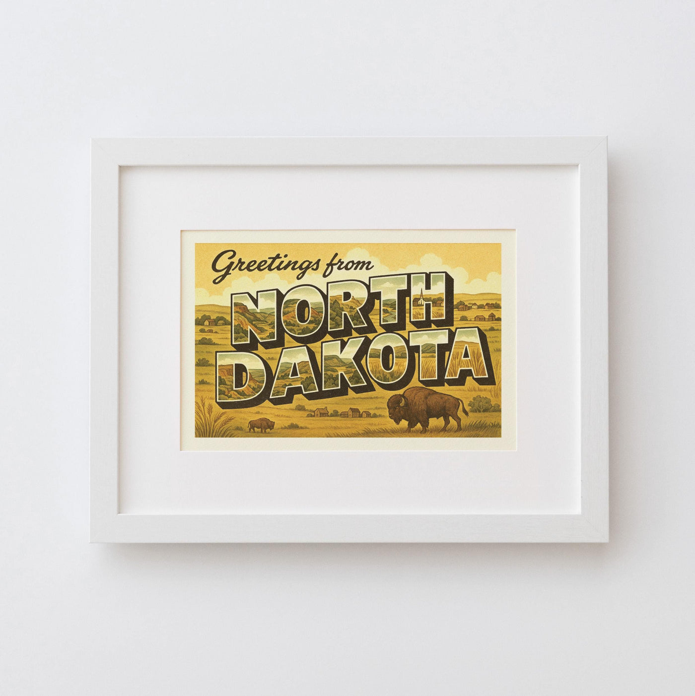 North Dakota Postcard Art Print