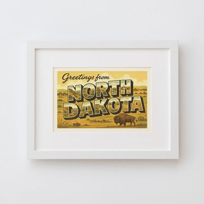 North Dakota Postcard Art Print