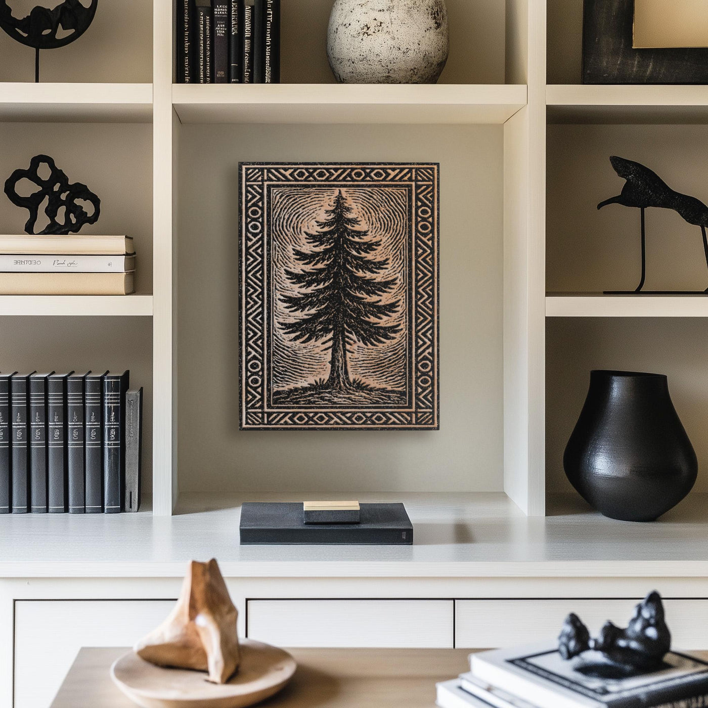 Pine Tree Engraved Birch Illustration