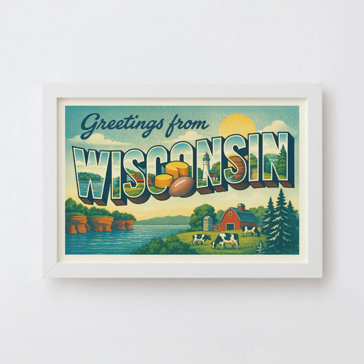 Wisconsin Postcard Art Print