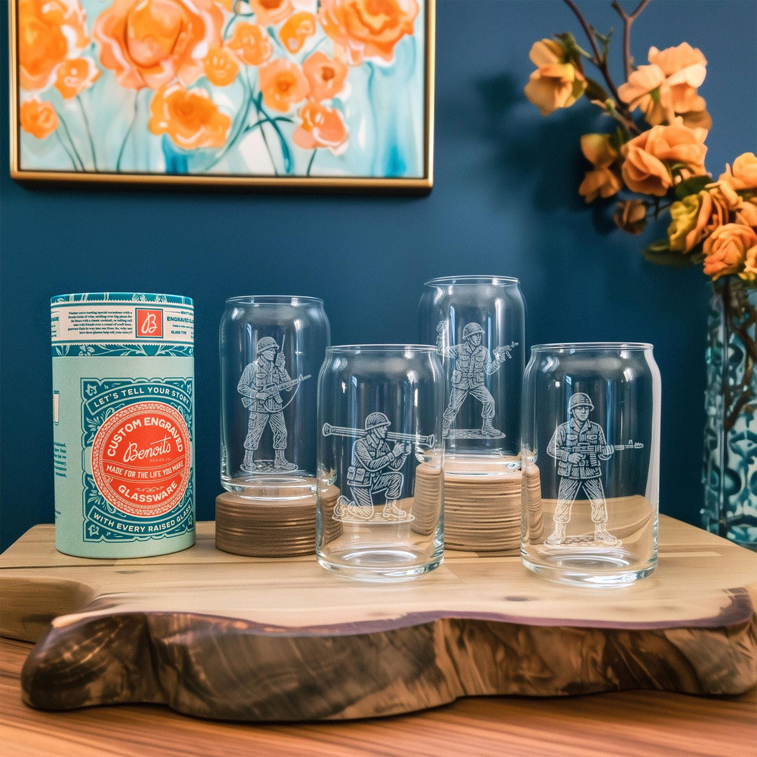Army Men Glasses (Set of 4)