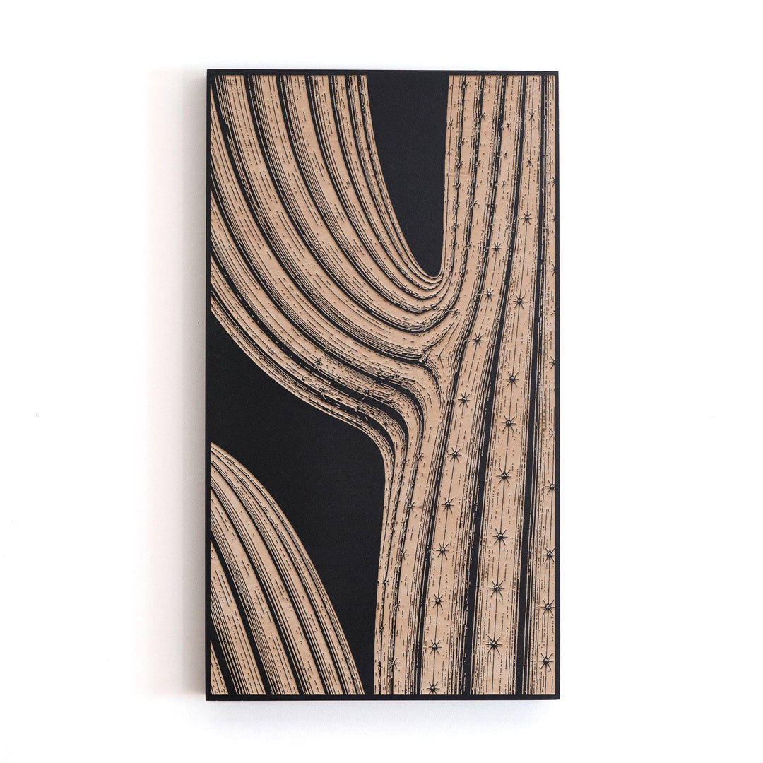 Saguaro Cactus Abstract Engraved Birch Art Panel