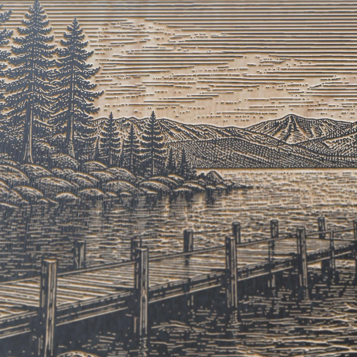 Lake Tahoe North Shore Engraved Birch Art Panel